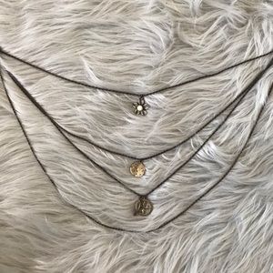 Lucky brand four layer gold necklace with charms